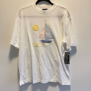 Vintage Sailboat Embroidered Graphic T-Shirt